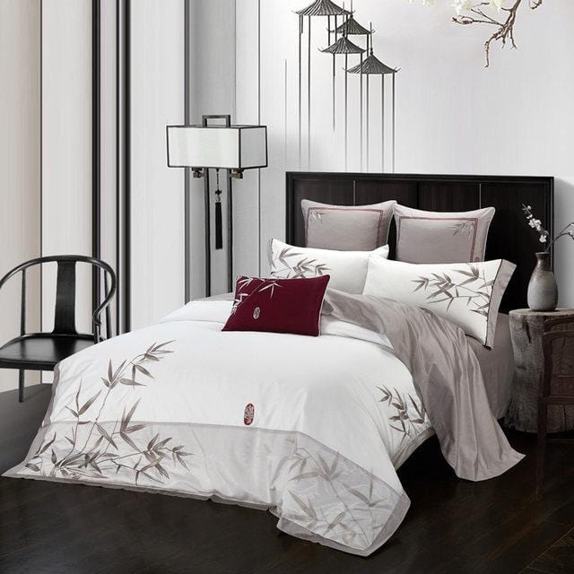 Bamboo White Bloom Duvet Cover Set – Egyptian Cotton