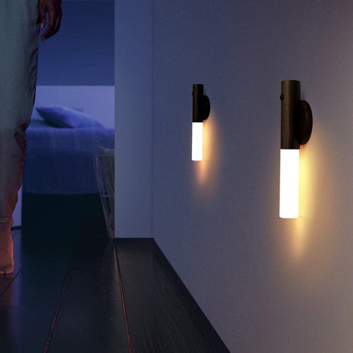 GlowSense - Wooden Smart Wall Lamp with Motion Sensor
