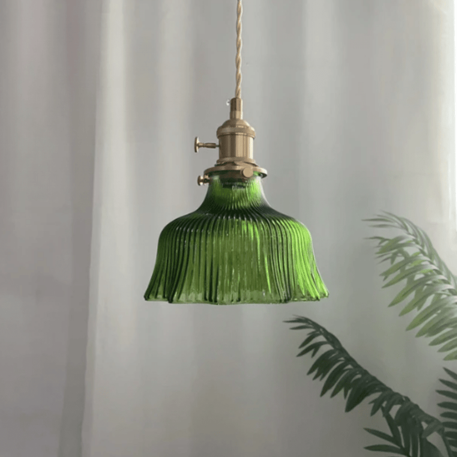 Vintage Scandinavian Glass Pendant Light