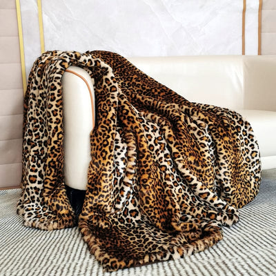 Fine Leopard Faux Fur Blanket