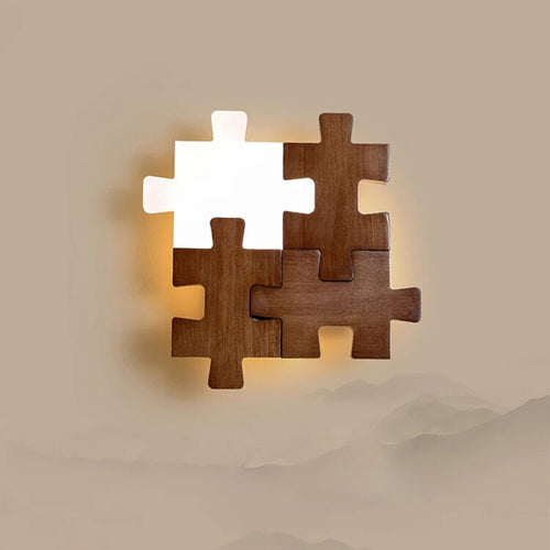 PuzzleGlow - Wooden Puzzle Wall Lamp | Creative and Interactive Lighting