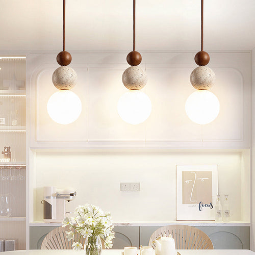 OpalLuxe - Modern Travertine Pendant Light