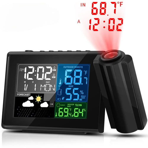 Geevon Weather Station Wall Clock with Projection and Temperature Display