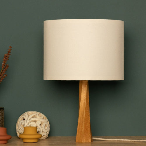 LumiWood – Modern Wooden Table Lamp with Fabric Shade, Scandinavian Design