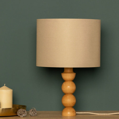 LumiWood – Wooden Table Lamp with Fabric Shade, Scandinavian Bedside Lamp