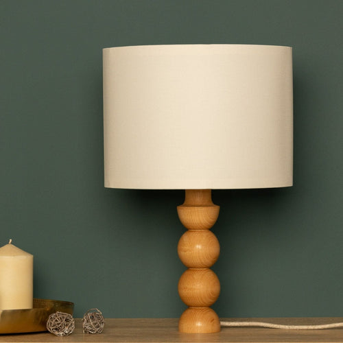 LumiWood – Wooden Table Lamp with Fabric Shade, Scandinavian Bedside Lamp