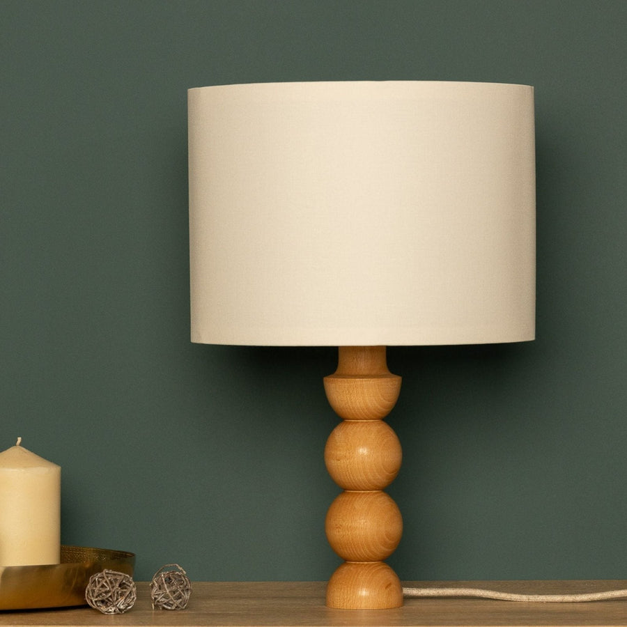 LumiWood – Wooden Table Lamp with Fabric Shade, Scandinavian Bedside Lamp