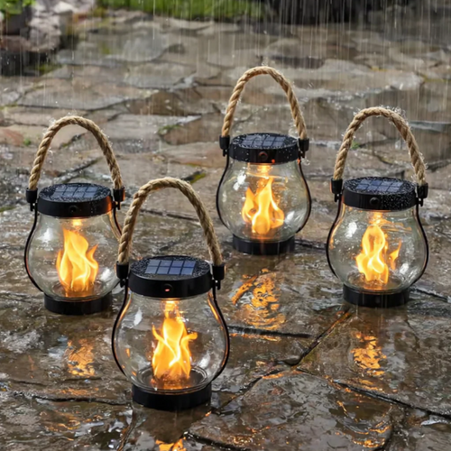 Solar Hanging Lantern with Flame Effect