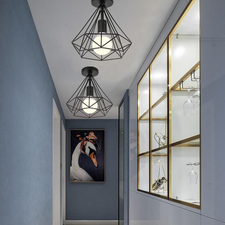 1-Light Mini Metal Geometric LED Retro Ceiling Light